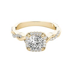 GIA Certified 1.51 Carat Braided Band Square Cushion Halo Diamond Ring GIA Certified 1.51 Carat Braided Band Square Cushion Halo Diamond Ring