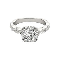 GIA Certified 1.51 Carat Braided Band Square Cushion Halo Diamond Ring