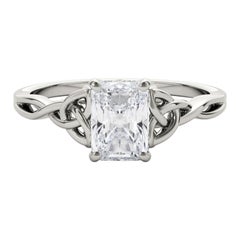 GIA Certified 1.51 Carat Celtic Knot Radiant Solitaire Diamond Ring