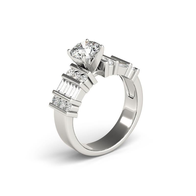 Bague en platine certifiée GIA 1.51 carat Channel Bar Baguette & Round Diamond Pour femmes en vente