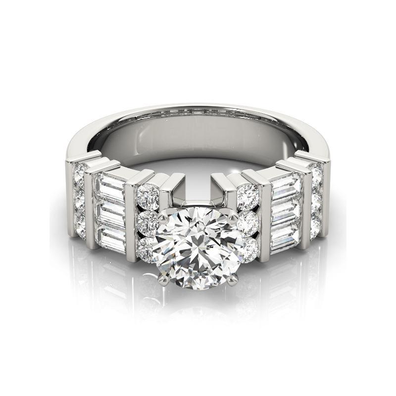 Bague en platine certifiée GIA 1.51 carat Channel Bar Baguette & Round Diamond