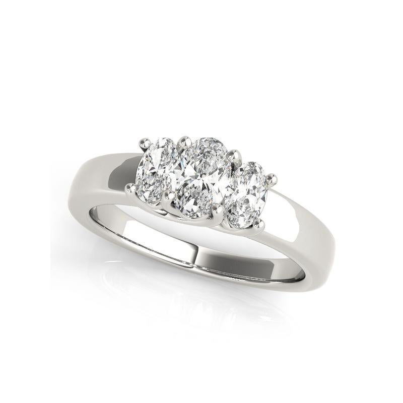 GIA-zertifiziert 1,51 Karat Klassischer Drei-Stein-Oval  Diamantring (Ovalschliff) im Angebot