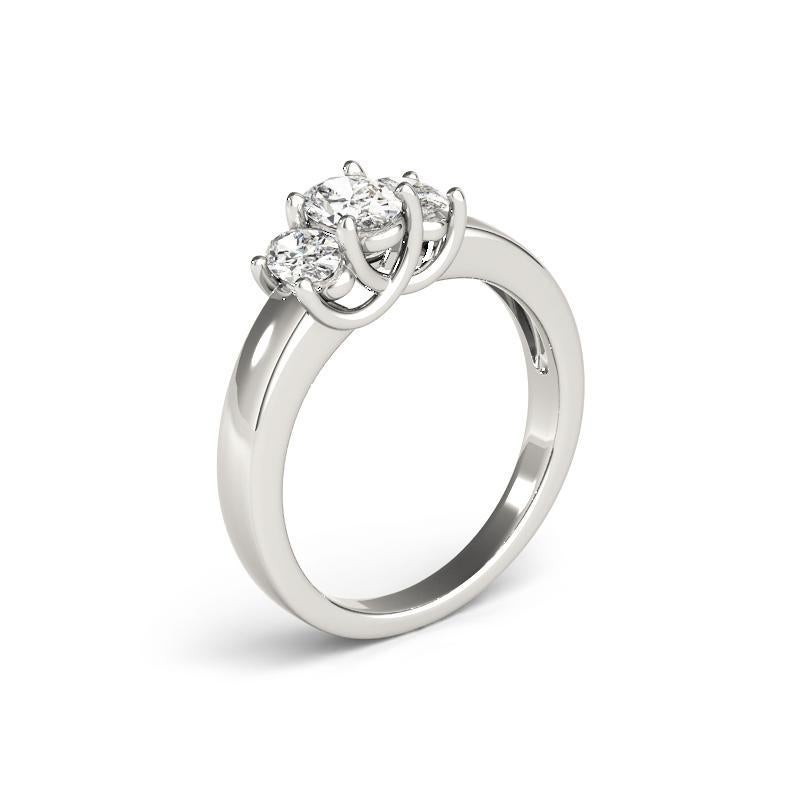 GIA-zertifiziert 1,51 Karat Klassischer Drei-Stein-Oval  Diamantring Damen im Angebot