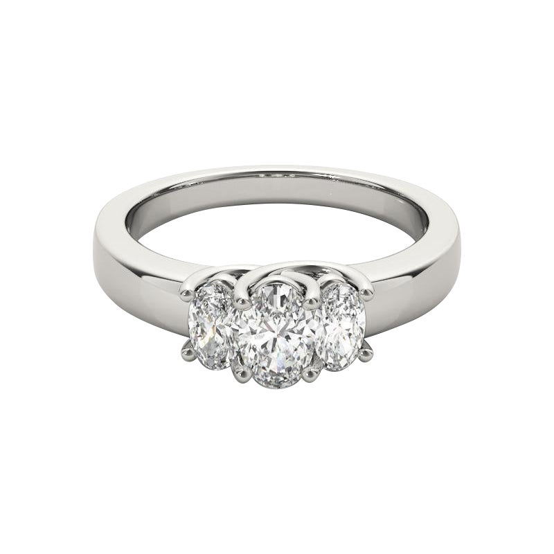 GIA Certified 1.51 Carat Classic Three-Stone Oval  Bague en diamant
