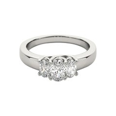 GIA Certified 1.51 Carat Classic Three-Stone Oval  Diamond Ring
