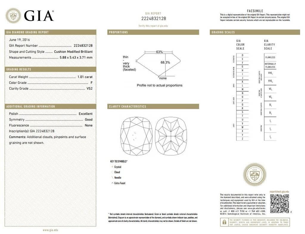 GIA Certified 1.51 Carat Cushion Cut Diamond Engagement Ring In New Condition For Sale In New York, NY