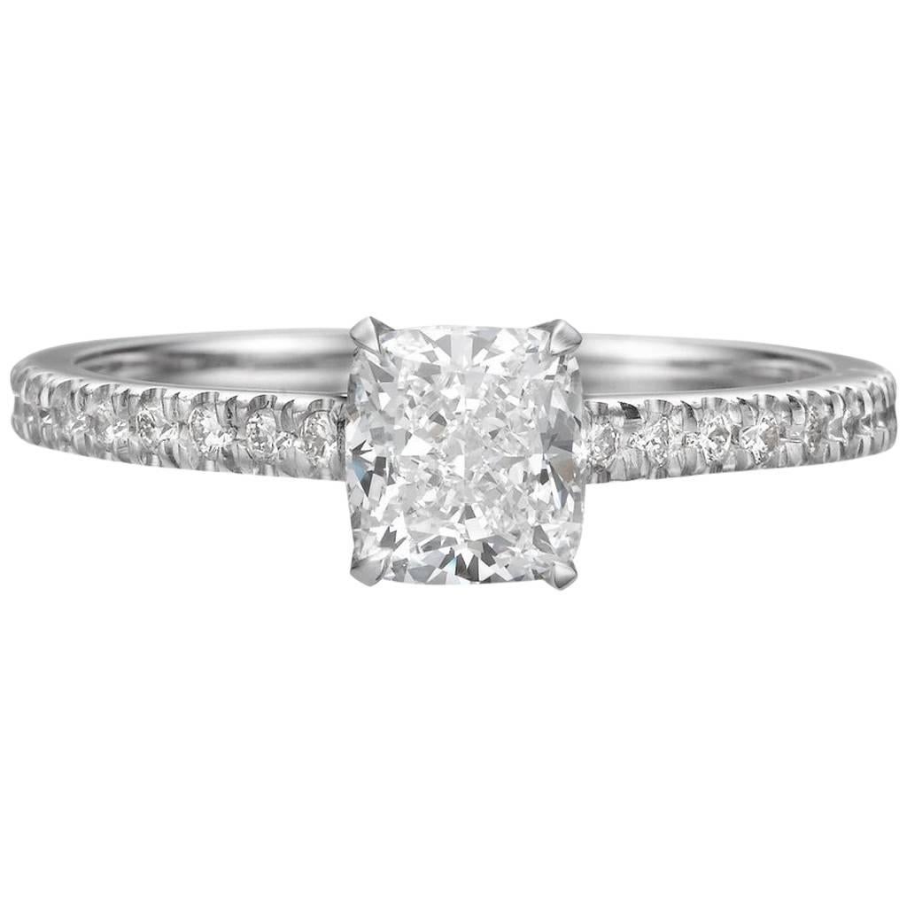 GIA Certified 1.51 Carat Cushion Cut Diamond Engagement Ring For Sale