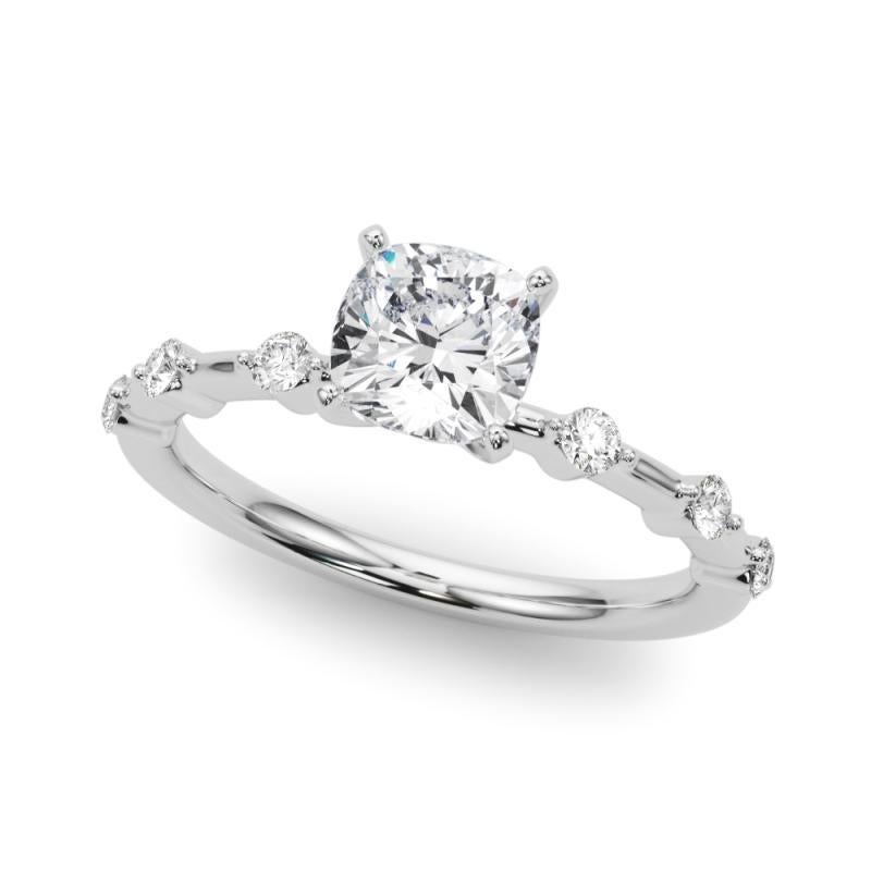 GIA zertifiziert 1,51 Karat Cushion Diamond Bamboo Shank Platin Diamant Ring (Kissenschliff) im Angebot