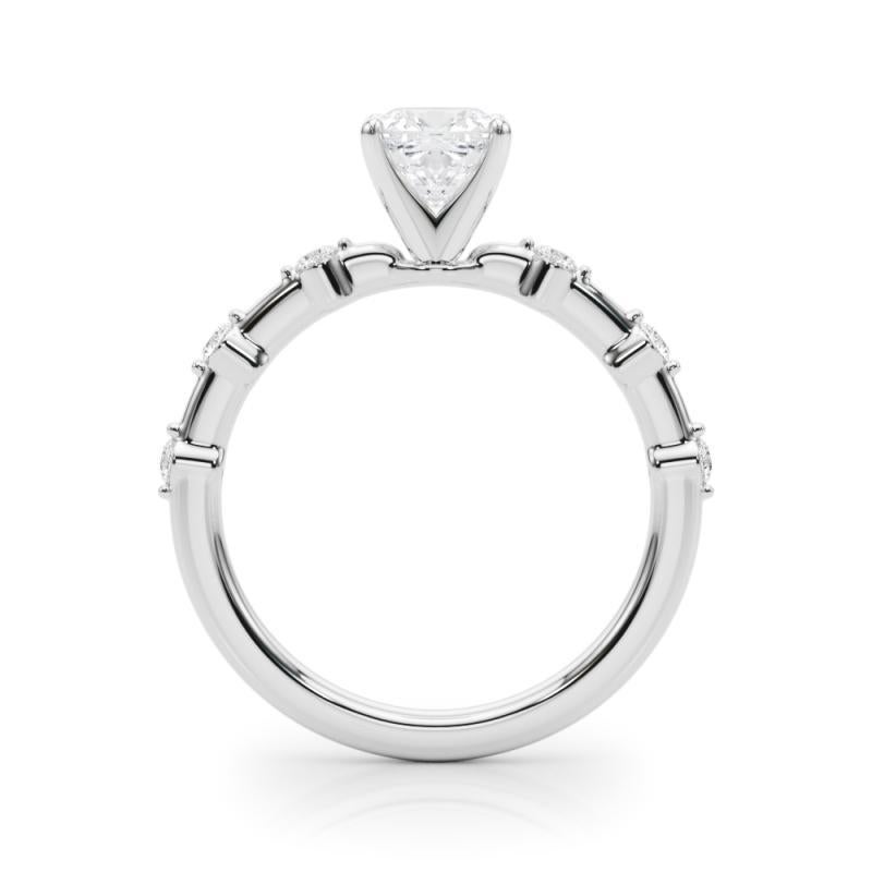 GIA zertifiziert 1,51 Karat Cushion Diamond Bamboo Shank Platin Diamant Ring im Zustand „Neu“ im Angebot in New York, NY