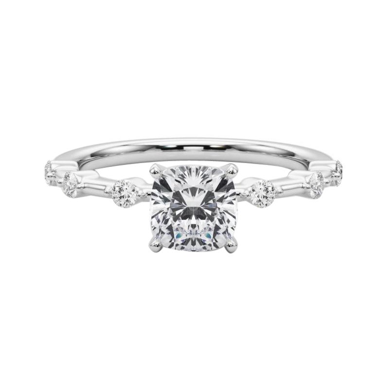 GIA zertifiziert 1,51 Karat Cushion Diamond Bamboo Shank Platin Diamant Ring