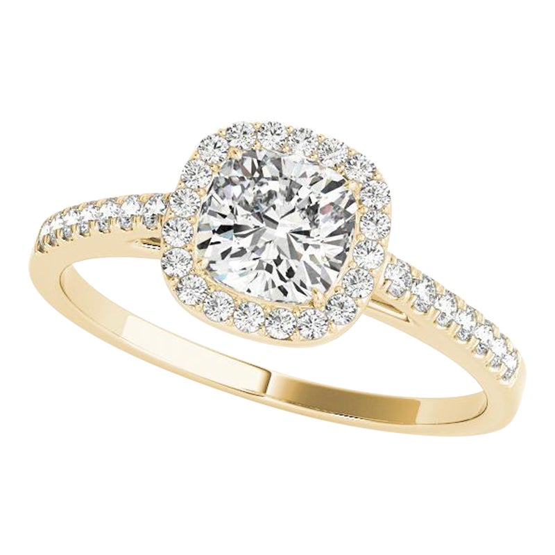 GIA Certified 1.51 Carat Cushion Halo Cathedral Pave Diamond Ring