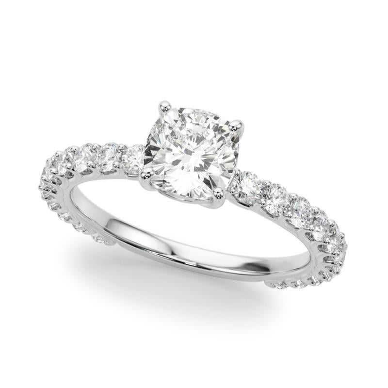 Bague d'éternité en platine certifiée GIA de 1,51 carat en forme de coussin
