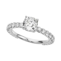 Bague d'éternité en platine certifiée GIA de 1,51 carat en forme de coussin