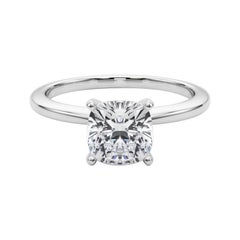 GIA Certified 1.51 Carat Cushion Prong Set Solitaire Diamond Ring