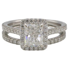 GIA Certified 1.51 Carat D VS2 Radiant Natural Diamond Engagement Ring Band Set