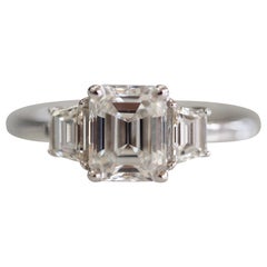 GIA Certified 1.51 Carat Diamnond Engagement Three Stone Ring