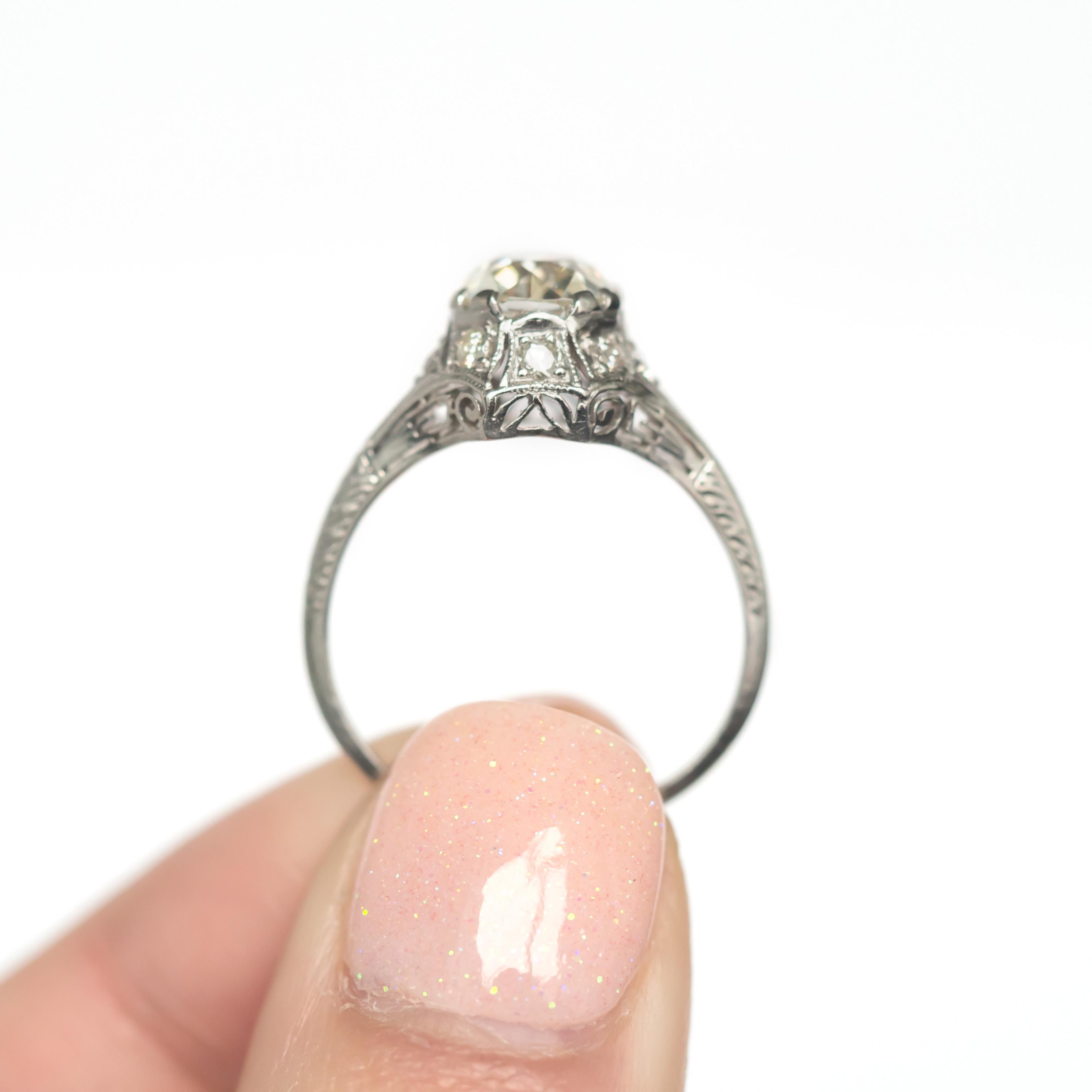 Art Deco GIA Certified 1.51 Carat Diamond Platinum Engagement Ring For Sale