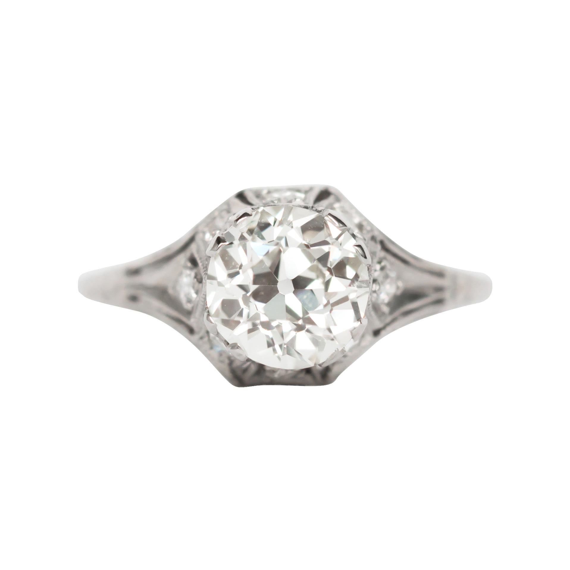 Bague de fiançailles en platine avec diamant de 1,51 carat certifié par le GIA
