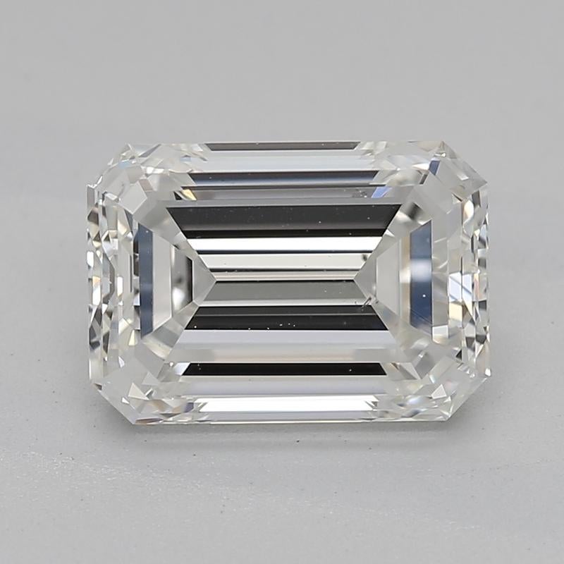 Handcrafted in New York, this exquisite diamond ring showcases a remarkable emerald H VS2 1.51 center stone that captivates with its brilliance and fire. The design is inspired by vintage Art Deco aesthetics, elegantly featuring a prong-set center