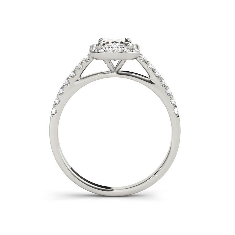 GIA zertifiziert 1.51 Karat Smaragd Halo Pave  Diamantring (Smaragdschliff) im Angebot