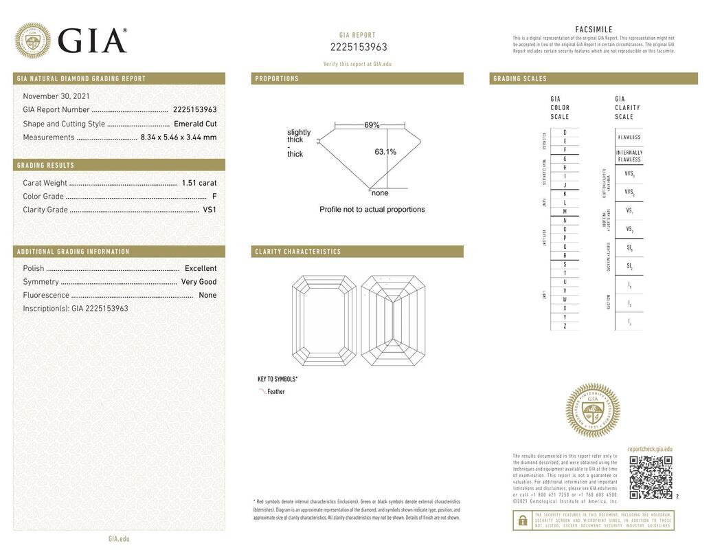 Contemporaneo Smeraldo certificato GIA da 1.51 carati con anello di diamanti a eternità parziale in vendita