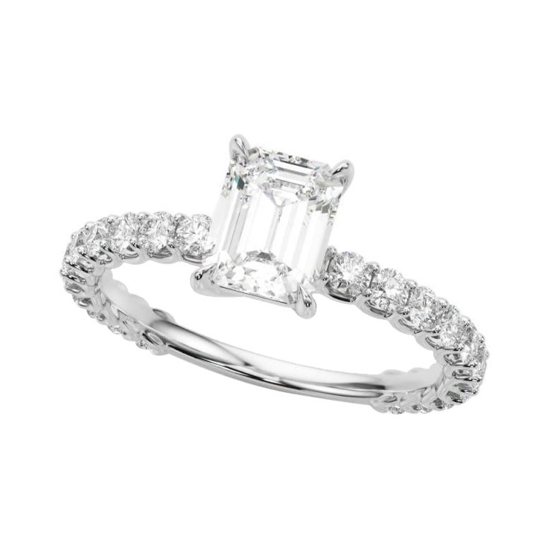 GIA zertifiziert 1.51 Karat Smaragd mit teilweise Ewigkeit Diamantring
