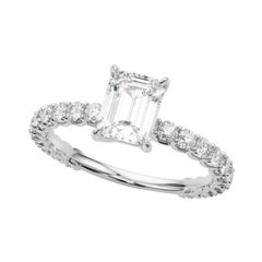 GIA zertifiziert 1.51 Karat Smaragd mit teilweise Ewigkeit Diamantring