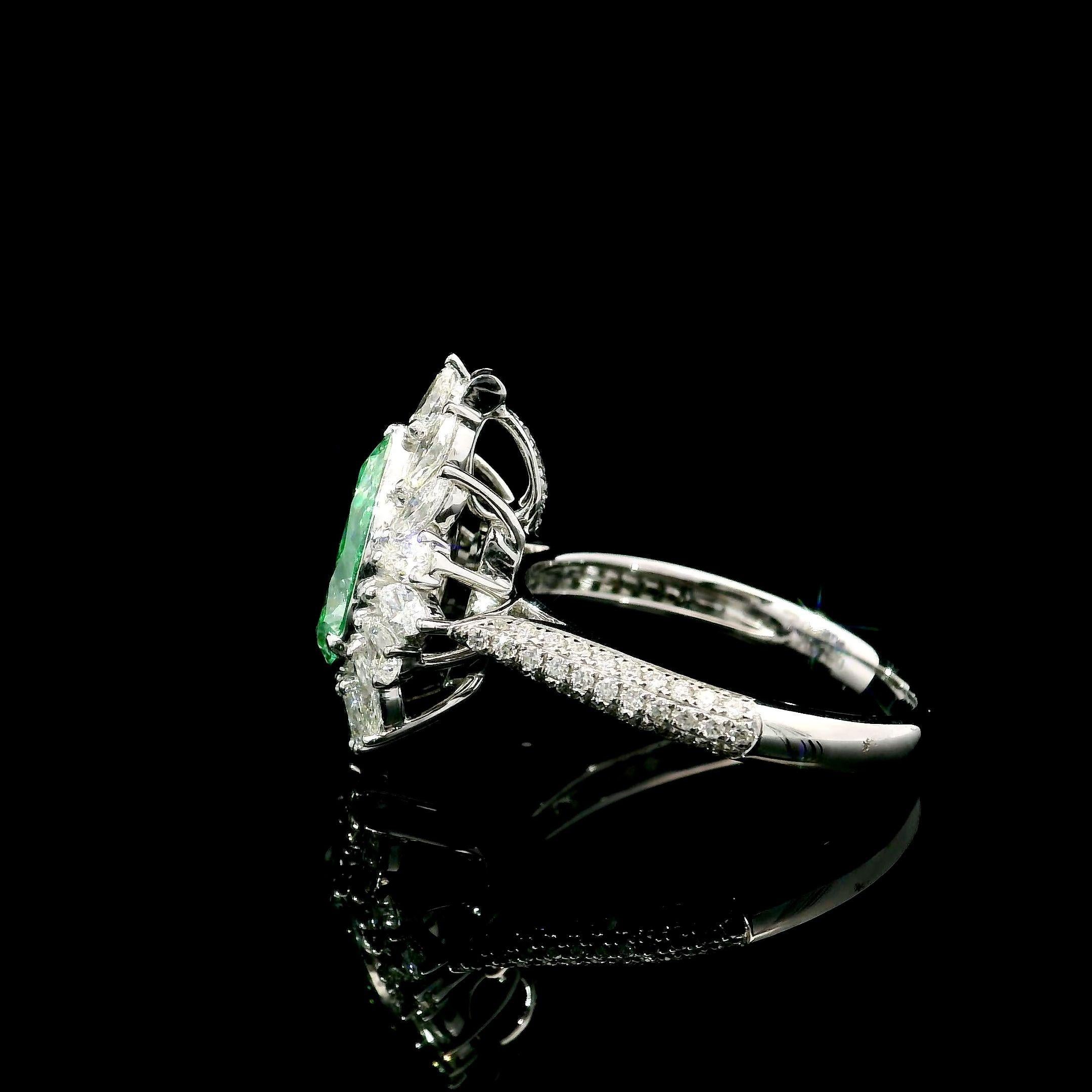 GIA Certified 1.51 Carat Faint Yellow Green SI2 Clarity Diamond Ring For Sale 1