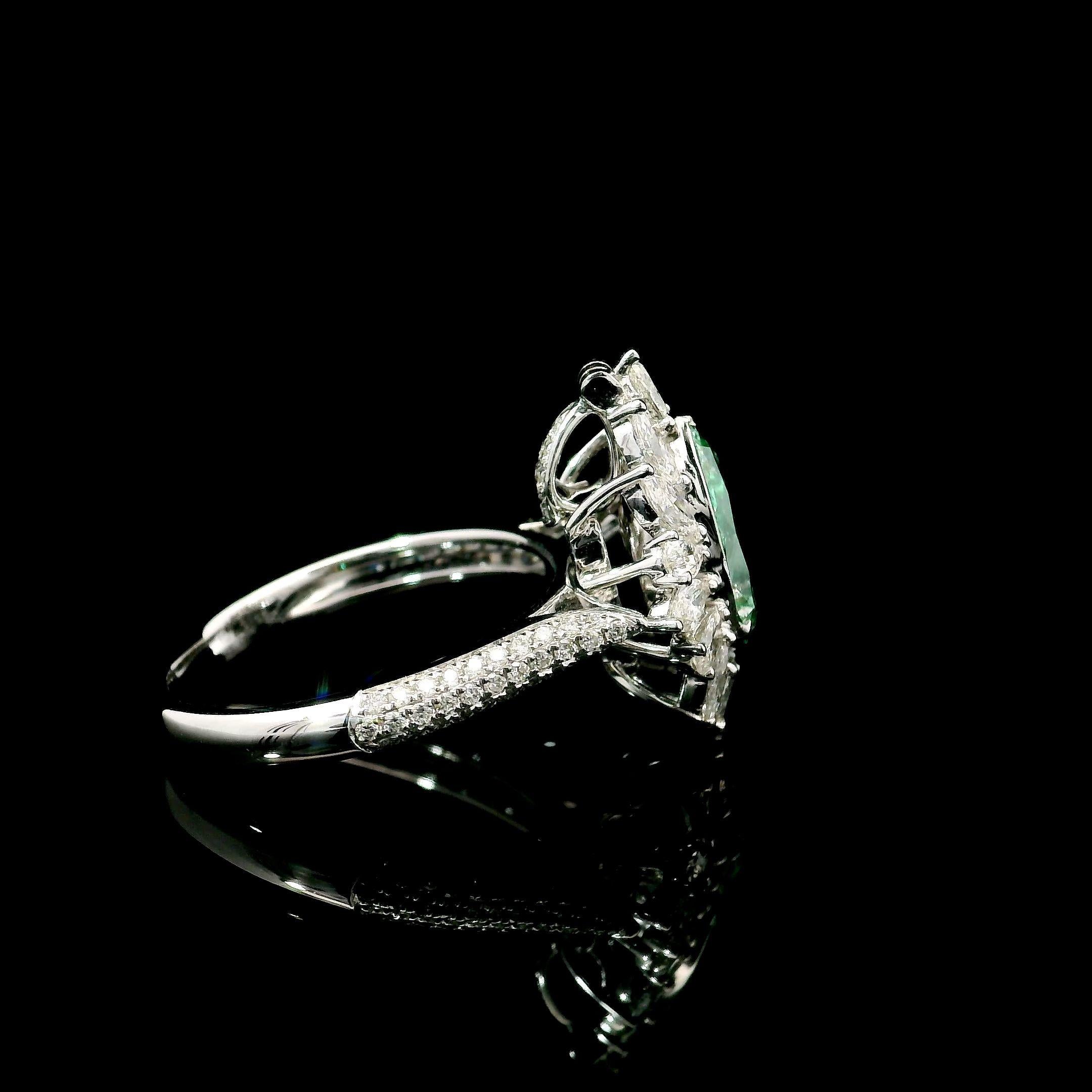 GIA Certified 1.51 Carat Faint Yellow Green SI2 Clarity Diamond Ring For Sale 2