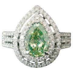 GIA Certified 1.51 Carat Fancy Brownish Greenish yellow VS2 Clarity Diamond Ring