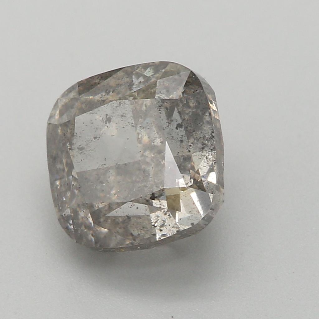 GIA-zertifiziert 1,51 Karat Fancy Dunkelgrauer I2 Reinheit Diamant (Kissenschliff) im Angebot