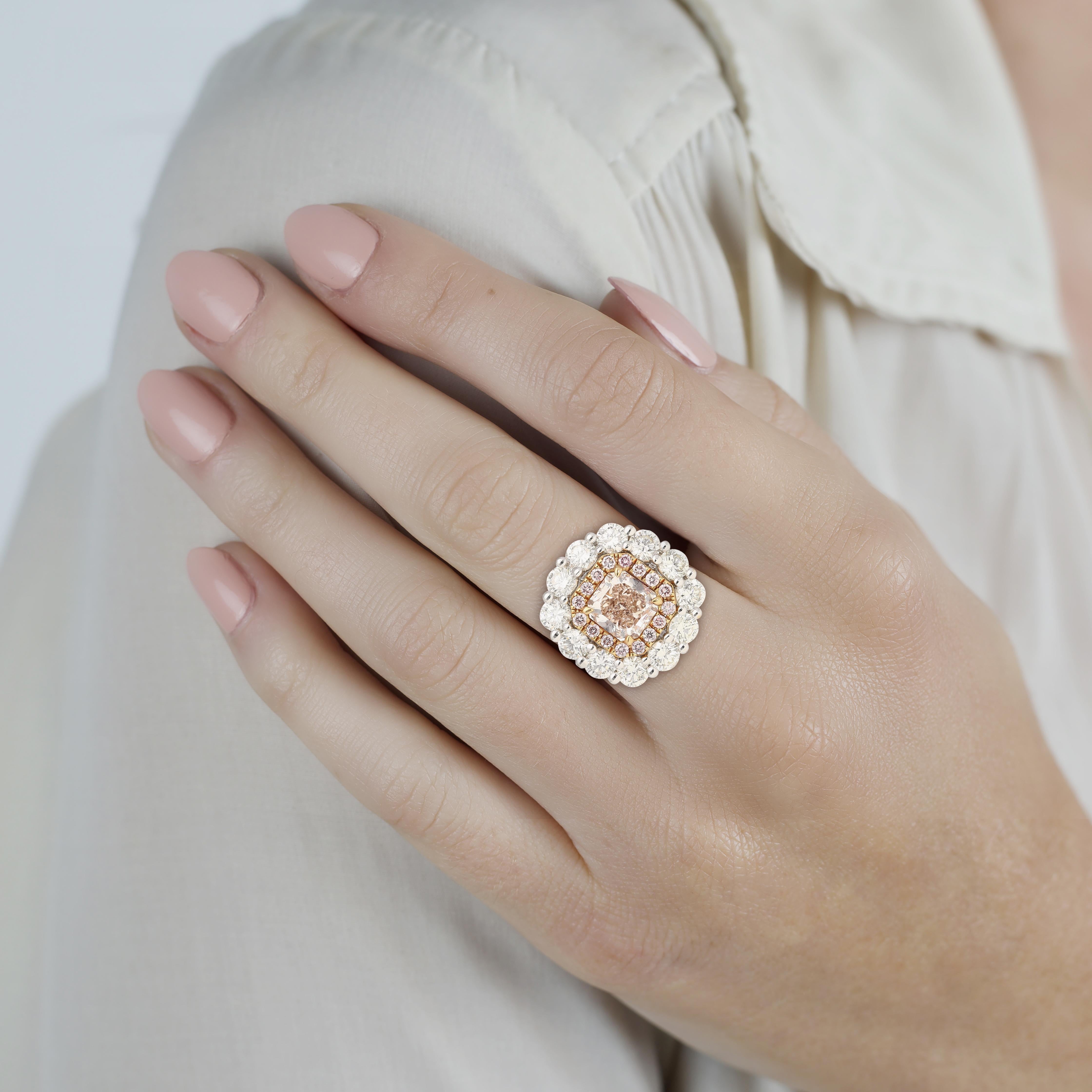 Women's GIA Certified 1.51 Carat Fancy Light Brown Pink Internally Flawless Diamond Ring For Sale