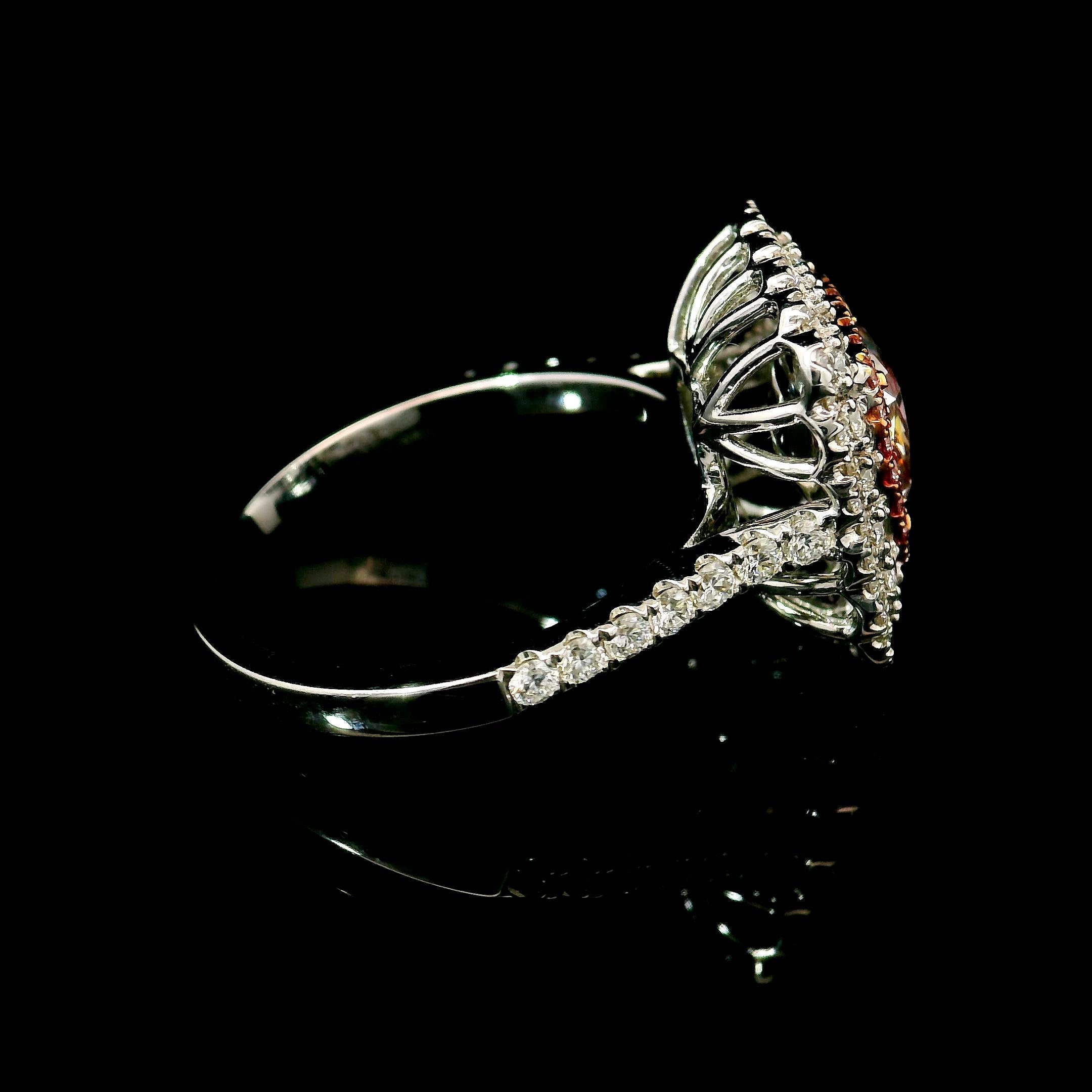Anello con diamante certificato GIA da 1,51 carati Fancy Light Brownish Pink con purezza I1 in vendita 1