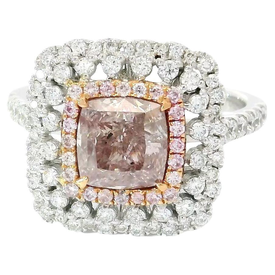 GIA Certified 1.51 Carat Fancy Light Brownish Pink I1 Clarity Diamond Ring