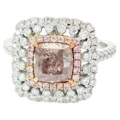 GIA Certified 1.51 Carat Fancy Light Brownish Pink I1 Clarity Diamond Ring