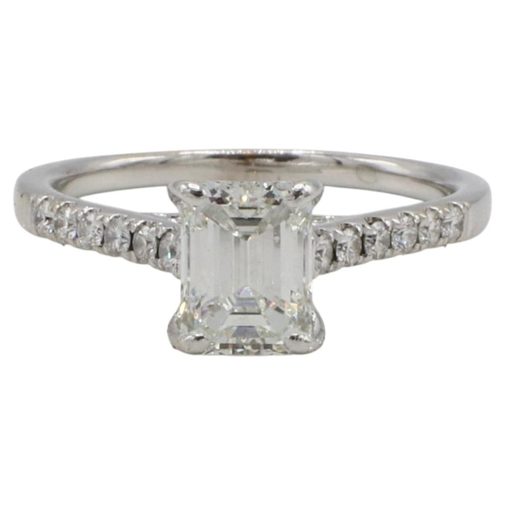 GIA Certified 1.51 Carat H VS1 Emerald Cut Natural Diamond Engagement Ring