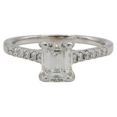 GIA Certified 1.51 Carat H VS1 Emerald Cut Natural Diamond Engagement Ring