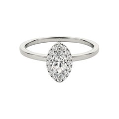 GIA Certified 1.51 Carat Halo Marquise Pave 18K White Gold Diamond Ring