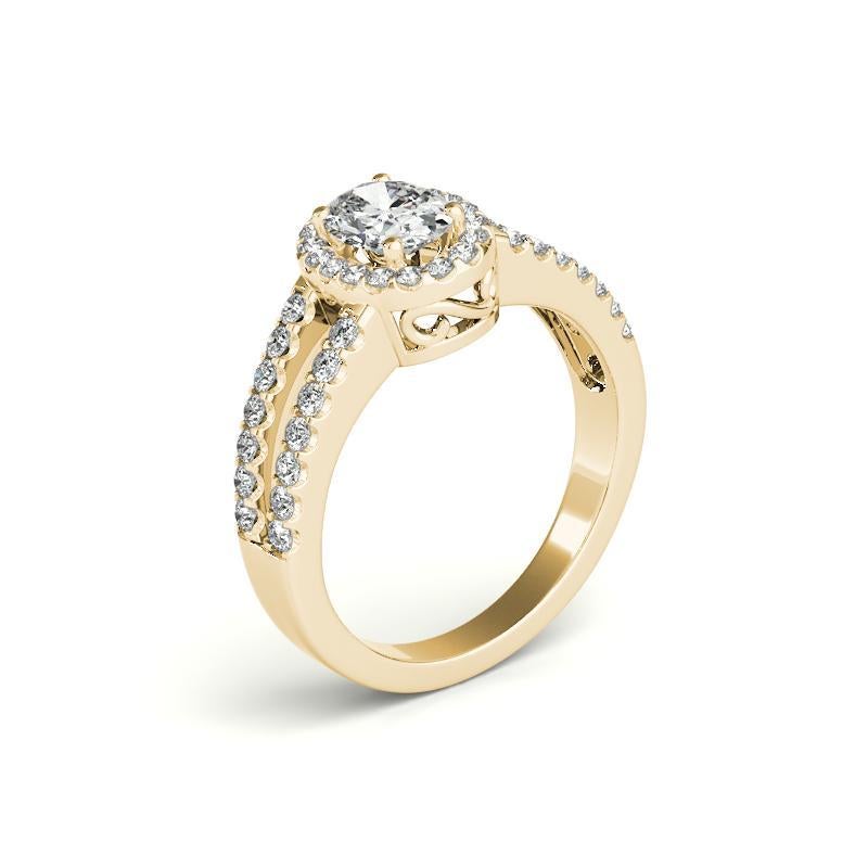 GIA zertifiziert 1,51 Karat Halo Oval Filigran Split Shank Diamantring im Zustand „Neu“ im Angebot in New York, NY