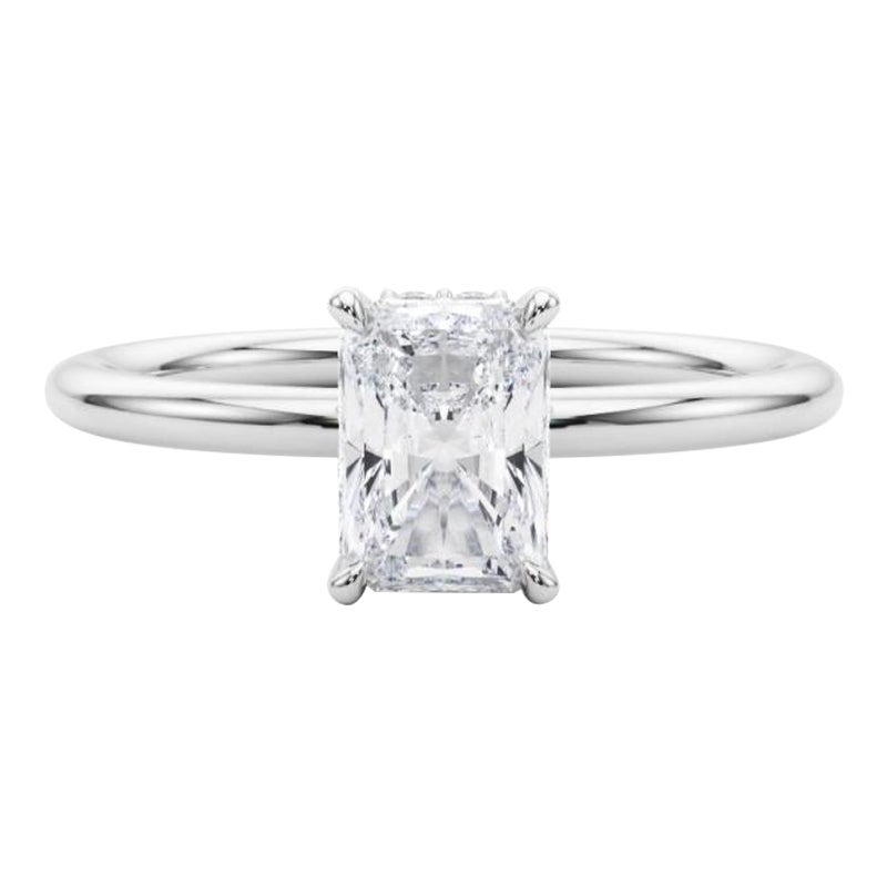 GIA-zertifiziert 1,51 Karat versteckt Halo Radiant 18K Weißgold Diamantring