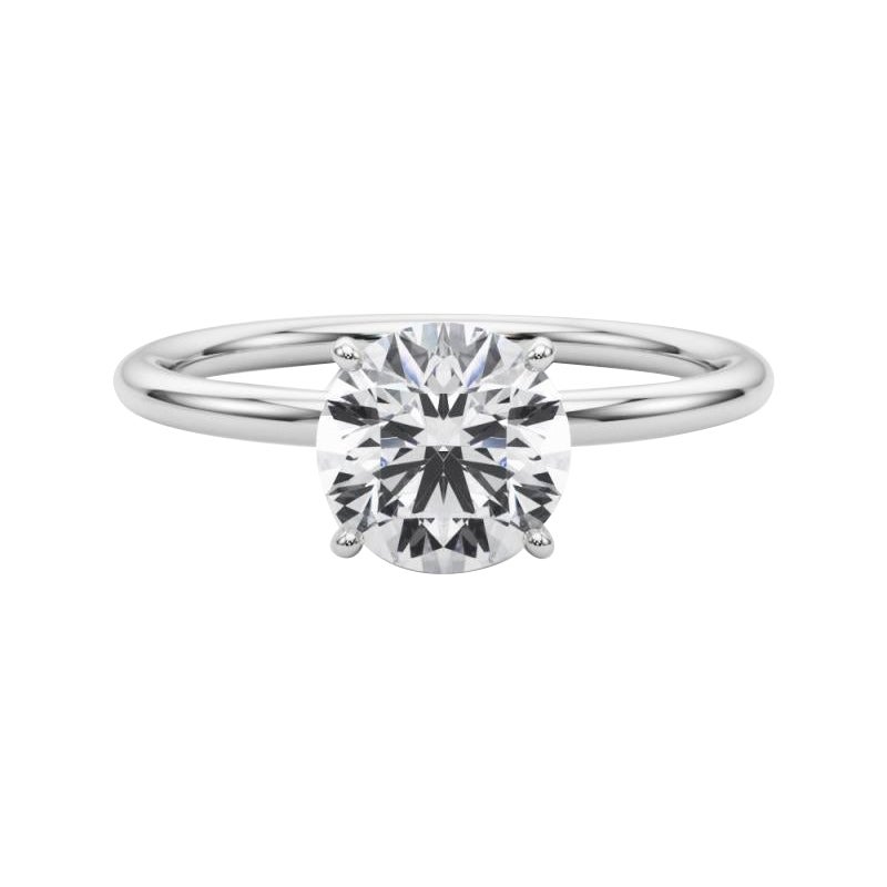 Bague à diamant solitaire rond certifié GIA de 1.51 carat avec halo caché