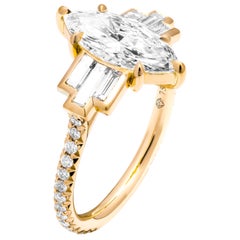 GIA Certified 1.72ct Carat Marquise Diamonds Ring