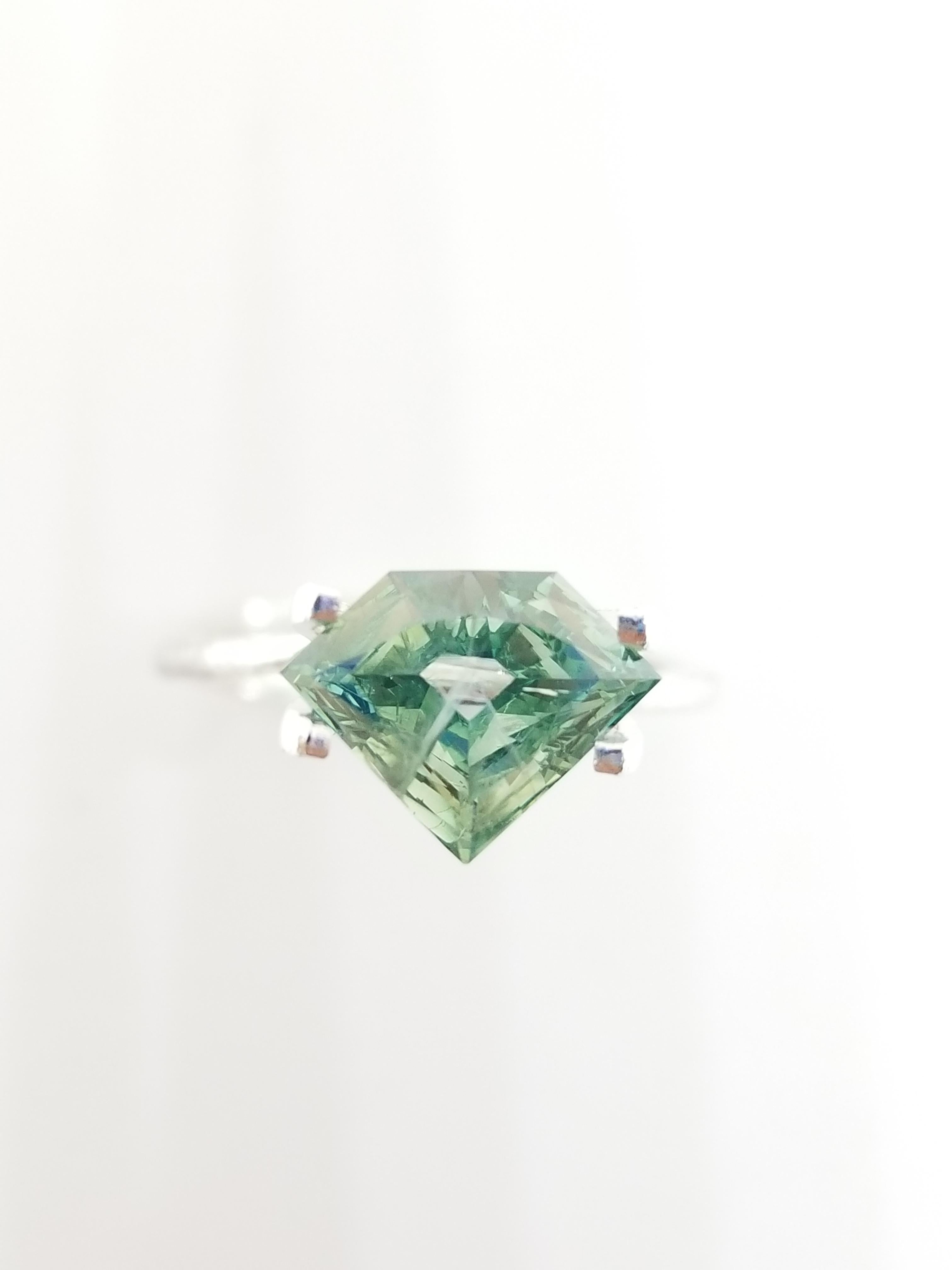 GIA Certified 1.51 Carat Natural Fancy Bluish Green Shield Diamond Ring 14K Gold In New Condition In Great Neck, NY