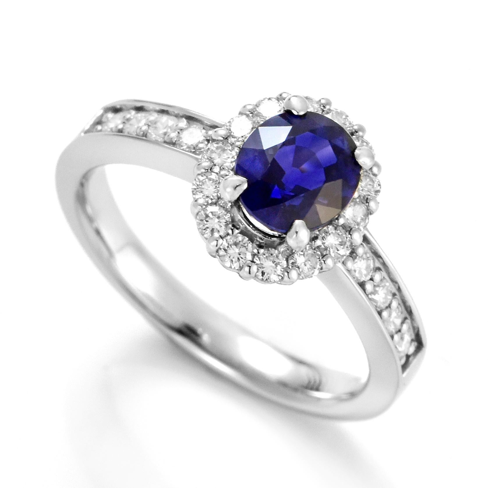A beautiful ring featuring a GIA Certified 1.51 Carat Natural Sapphire and 0.42 Carats Diamond Accents set in Platinum. Sapphires have extraordinary durability - they excel in hardness as well as toughness and durability making them very popular in