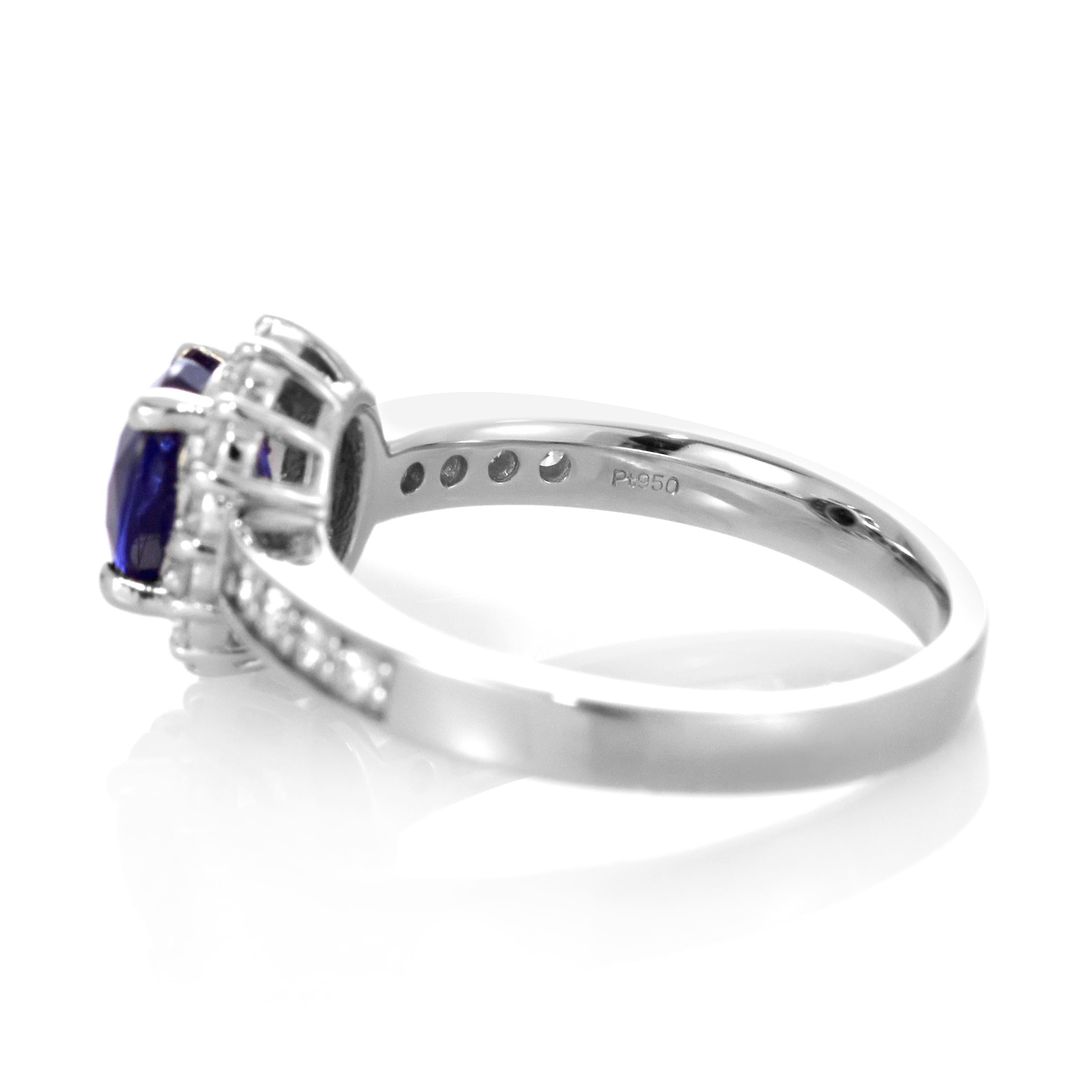 Modern GIA Certified 1.51 Carat Natural Sapphire and Diamond Ring made in Platinum For Sale