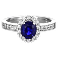 Anello con zaffiro naturale e diamante certificato GIA da 1,51 carati in platino