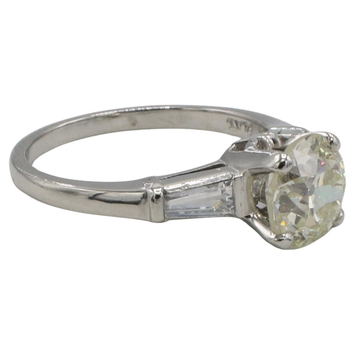 GIA Certified 1.51 Carat Old European Cut Natural Diamond Platinum Engagement Ring 
Metal: Platinum
Weight: 4.10 grams
GIA report number: 5231490334
Diamond: 1.51 carat old European brilliant O-P VS1 natural diamond
Accent diamonds: Approx. .40 CTW