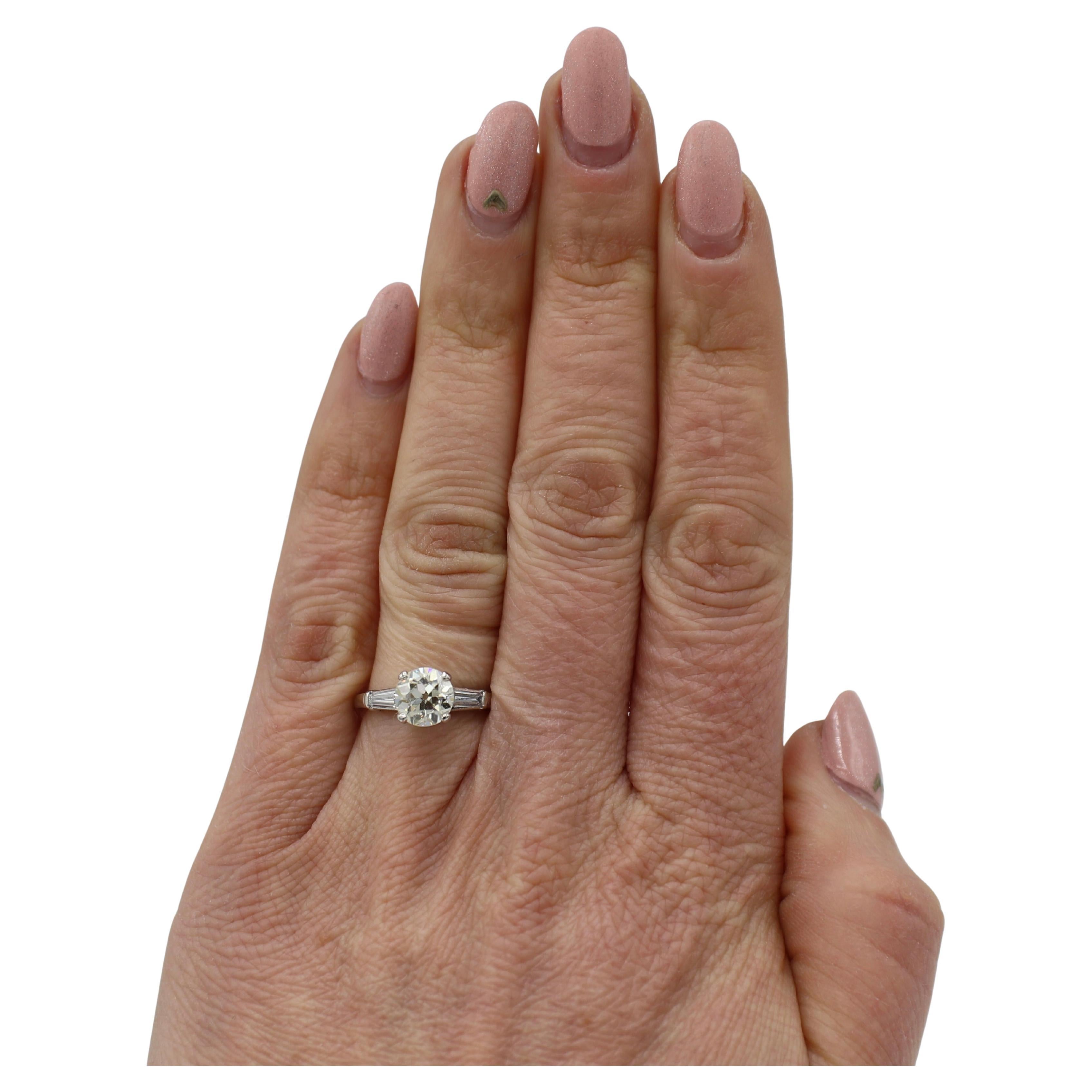 Women's GIA Certified 1.51 Carat Old European Cut Natural Diamond Engagement Ring For Sale