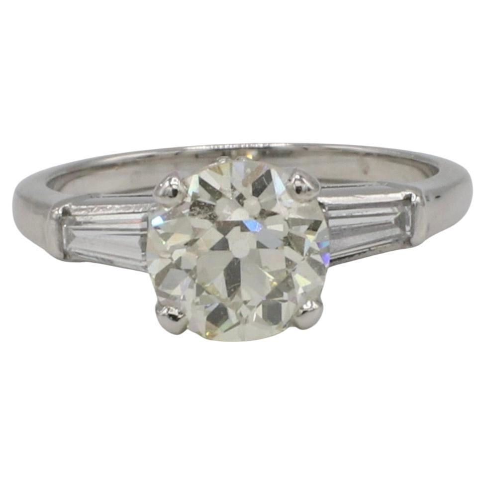 GIA Certified 1.51 Carat Old European Cut Natural Diamond Engagement Ring For Sale