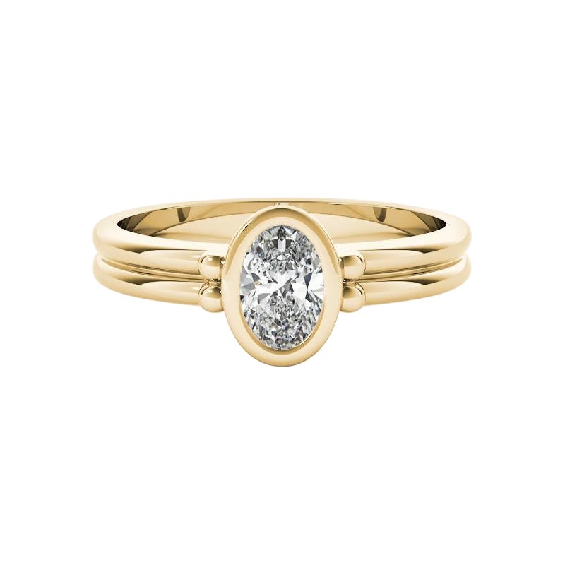 Anello con diamante a doppia fascia con castone ovale solitario certificato GIA da 1,51 carati